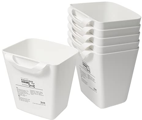 Ikea SUNNERSTA Küchen-Hänge-Behälter, weiß, 12 x 11 x 13 cm, 750 ml, Kunststoff, 503.037.35 - 6er Set