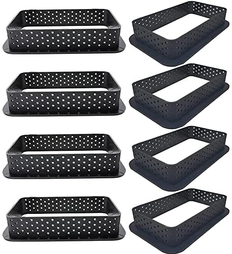 8 Pezzi Stampo Mousse per Torta, Stampo Rotondo Perforato, Anello Mousse Torta, Stampo per Mousse Forato in Plastica Nera Tondo, Strumenti per Anello da Dessert da Forno Fai da te (Rettangolare)