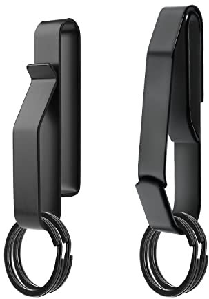 SAVITA 2pcs Porte-Clés Tactique, Porte-Clés Tactique en Acier Inoxydable avec 4pcs Porte-Clés Détachables Porte-Clés Homme Noir Convient aux Ceintures Jusqu'à 5,7cm pour la Police les Pompiers