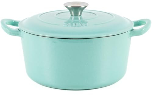 Lätt Home Cocotte Hierro Fundido Esmaltado Verde Menta. Cocotte Redonda 23x11 CM - 4 L. Olla Elegante, Resistente, Especial para Inducción y Apta para todos tipo de Cocina