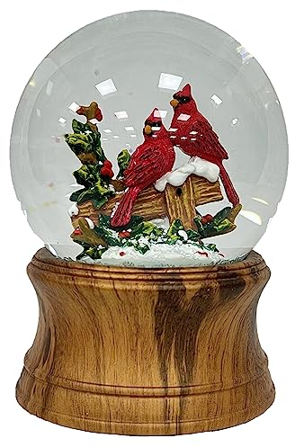 Ashfield & Harkness Woodland Cardinal Schneekugel mit aufziehbarer Spieluhr, 1 Paar