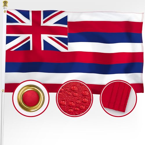 XIFAN Hochwertige Hawaii-Flagge, 90 x 152 cm, doppelseitig, strapazierfähig, 210D-Nylon, Hi-Flaggen, die stärkste und langlebigste für den Außenbereich, mit genähten Streifen/Messingösen