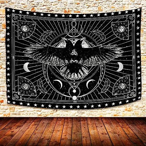 874 Tapisserie Wikinger-Odins Keltische Schwarz-Weiße Nordische Mythologie Der Wikinger Portabel Wandbehang Groß Wandteppiche Für Deko Apartment Balkon,130X150Cm
