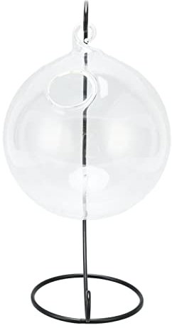 Desktop-hängendes Glas-Aquarium, Transparentes Mini-Tisch-Aquarium, Glas-Fischschale, Klare Fisch-Zylinderschale Mit Eisenständer Für Das Büro