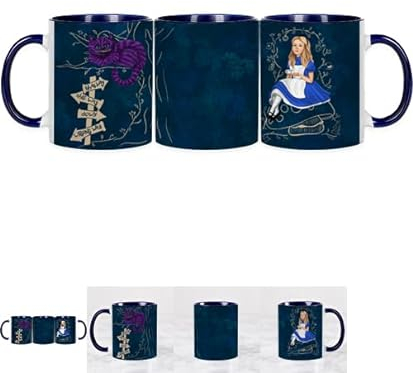 Tazza in ceramica stampata con disegni film, letteratura e film -325 ml- Interno a colori. Ideale come regalo per forno a microonde lavastoviglie (Alice nel paese delle meraviglie)