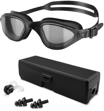Updated Anti-Fog Swimming Goggles Adults Providing UV Protection and Secure fit Ensuring a Leak-free Swimming Experience Suitable for Both Men and Women Black Swimming glasses