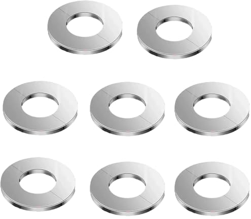 Reccisokz 8 Pièces Rosace Mitigeur Douche,Cache Tuyau Plomberie,Inoxydable Robinet Valve/Robinet Capuchon/Alésage Bouchon Robinet Insert Anneau Argent Pour Alésage De 28 Mm