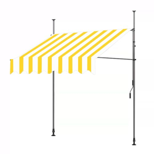 WRYSQBHJYB Tende da Sole per Esterno, Tende da Sole per Esterno a Caduta, Altezza Regolabile, Telone da Sole con Manovella per Cortile, Giardino(Yellow Stripes,118in)