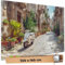 TRIOSK Sichtschutz Garten Deko Zaun Plane Blickdicht groß mit Zaunblende Motiv Dorfgasse Italien Mediterran für Zaunelement Doppelstabmatten Stabmattenzaun Gartenzaun PVC 250x180 cm