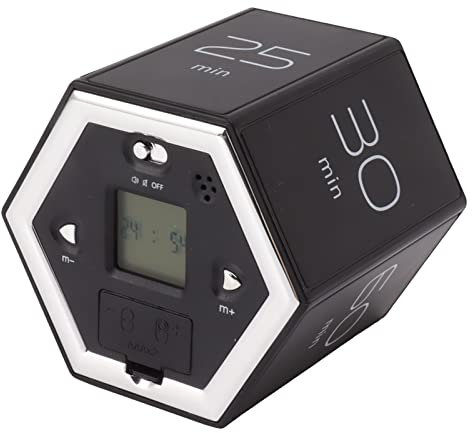 Temporizador Hexagonal con Pantalla LCD Ajustable, Gestión del Tiempo, Función de Silencio Magnético, Temporizador con Tapa Hexagonal Alimentado por Batería para Cocina (Black)