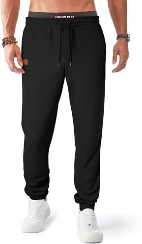 JMIERR Jogginghose Herren Waffel Casual Sweathose Sporthose Herren Lange Jogger Trainingshose Herren mit Taschen,Schwarz L
