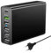 65 W 6 puertos de potencia de salida total, cargador USB múltiple, estación de carga USB, fuente de alimentación PD 20 W + QC 3.0, concentrador USB compatible con iPhone, Samsung, teléfono móvil