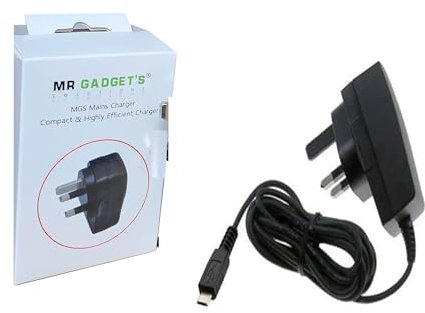Micro USB 3 Pin Mains Wired wall Charger Plug Cable Lead Power Supply Compatible with Mobile Phone of Doro 5030 6030 6520 1360 1370 5030 6520 611 8030/810/Liberto 820 Mini/Claria GSM/AMAZON KINDLE