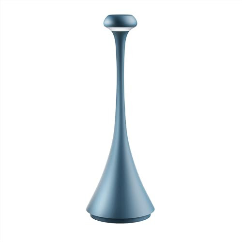 TYEE Tischlampe Kabellos Dimmbare LED Akku Tischleuchte, Magnetische Wiederaufladbar Warmweiß(2700k-6500k) Aluminium Outdoor Tischlampe IP54 wasserdicht für Restaurant, Schlafzimmer, Bar (Blau)