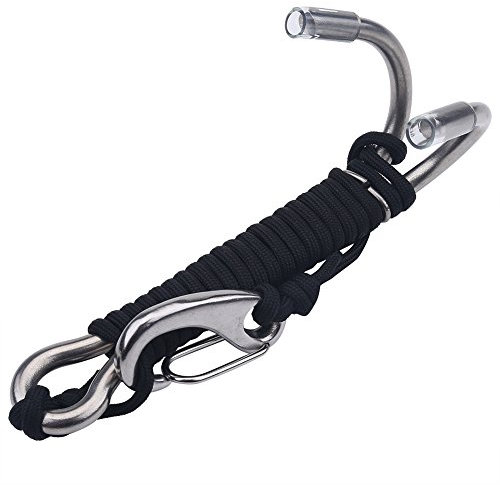 Stainless Steel Diving Hook, 2 Colors Cave Drift Hook with Line for Photography, Maintain Location Without Finning (Black)
