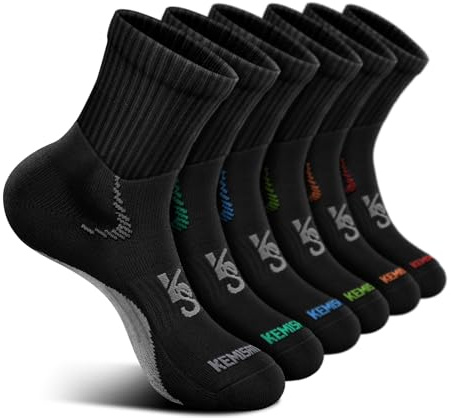 KEMISANT Mens Socks Trainer 6 Pairs, Mens Womens Athletic Socks Sports Running Socks for Outdoor Walking,Hiking,Climbing,Anti-blister Breathable Moisture Wicking(6Pairs,Shoe Size:6-8)