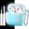 Maledan Coque Compatible avec AirPods 4 Case 2024, Étui Protection Antichoc en Silicone Souple pour Apple AirPods 4ème Generation Housse avec kit de Nettoyage et Mousqueton [LED Visible], Bleu Vif