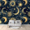 Papier Peint intissé Soleil De Lune Abstrait Bleu Foncé 400x280 cm Papier Peint Photo Panoramique, Poster Geant Mural Personnalisé 3D, pour Salon Cuisines Chambre Adulte Enfant Décor Murale