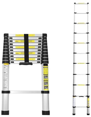 Cecaylie Scala telescopica da 3,2 m, scala in alluminio allungabile con piedini antiscivolo, scala multiuso per soffitta, scaletta portatile, portata 150 kg