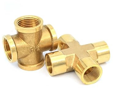 MEXEWORD Raccordo for Tubo in Ottone, connettore a 4 Vie, Croce, 1/4, 3/8, 1/2, Filettatura Maschio, Adattatore for Giunto a barbiglio in Rame(1/4)