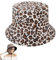 WUISOLQP Fischerhut Damen, Leopardenmuster Fischerhut, Reversibel Bucket Hat Damen, Sommer Faltbarer Sonnenhut FüR Wandern Camping Reisen Angeln