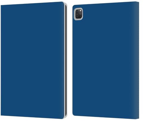 Head Case Designs Blau Blockfarben Leder Brieftaschen Handyhülle kompatibel mit Apple iPad Pro 12.9 2020/2021/2022