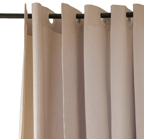 Jean & Len tenda da doccia beige, 100% poliestere, raffinato effetto lino, lavabile in lavatrice, con sistema di sospensione integrato, idrorepellente, 180 x 200 cm