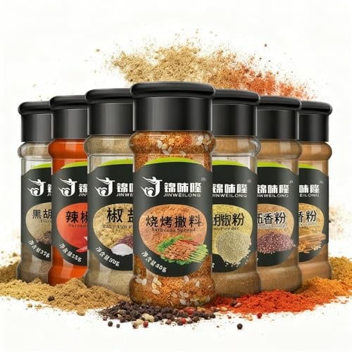China Gewürz Flavor Powder | Umami Gewürz Set 7-in-1 | Asiatische Gewürzmischungen Für BBQ, Fleisch & Wok (200g) | Mit Szechuan Pfeffer & 5 Gewürze Pulver
