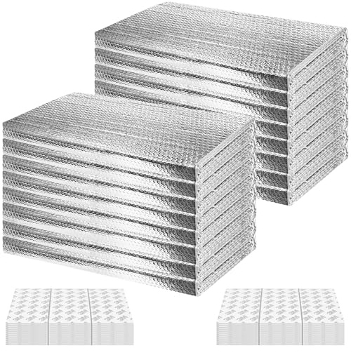 16P Garage Door Insulation Panels Kit 0.12 T Double Bubble Reflective Aluminum Foil 3MM Sheet Thermal Pre-Cut Insulation Shield 120 Tape Winter Clod and Summer Heat for Attic Garage Wall (24 x 48)