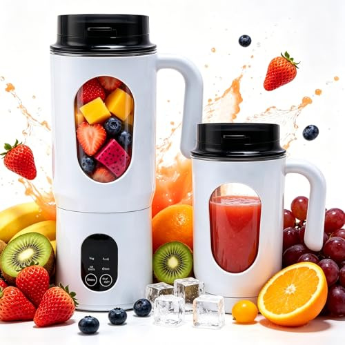 Portable Blender, 580ml Personal Blender for Shakes & Smoothies Maker | Handheld Mixer Cup USB Rechargeable Mini Juicer with On-Go Lid, 12 Blades, Leak-Proof Travel Blender for Gym, Office, Outdoor