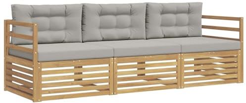 vidaXL Outdoor-Sofagarnitur 3 pcs Weiß und Hellgrau Polyester, Outdoor Lounge, Moderne Ecksofa, Gartenmöbel, Terrassen-Sitze, Komfortables Set für Wohnräume