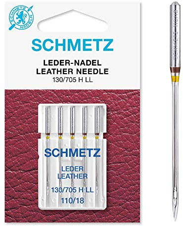 SCHMETZ | 5 Agujas para máquinas de coser | Cuero LL | 130/705 H LL | Grosor 110/18