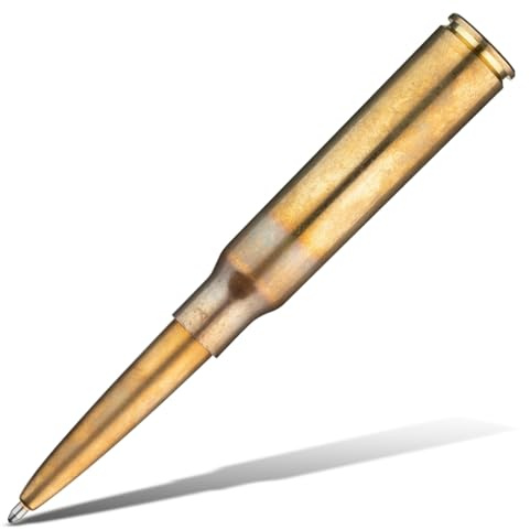 Fisher Space Pen Bullet 338 Kugelschreiber (mit echter Jagd-Patronenhülse im Kaliber 338 als Kappe, schreibt unter extremen Bedingungen) Messing