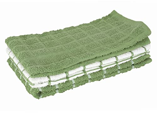 Ritz Plato de 100% algodón Rizado, Verde Cactus, Paquete de 3 Toallas de Cocina
