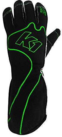 K1 Race Gear 13-RS1-V-4XS RS1 Reverse Stitch Kart Racing Gloves (Green/Black, 4X-Small)
