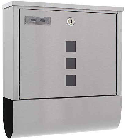 Profirst Mail PM 750 Briefkasten Edelstahl Zylinderschloss 2 Schlüssel Zeitungsrolle Wandbriefkasten Sichtfenster Namensschildhalter inkl. Befestigungsmaterial