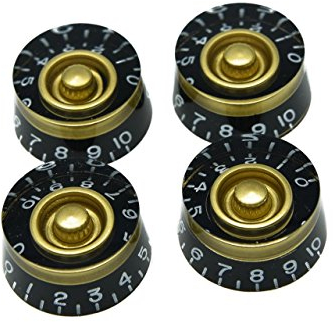 Dopro 4x Metric LP Black with Gold Custom Guitar Speed Dial Knobs Control Knobs for Epi Les Paul/Import Guitar Bass w/Coarse 5.8mm Split Pots