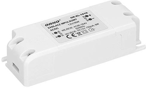 Orno Trafo 12 V (90 VAC-254 V AC bis 12 VDC) für G4 MR11 MR16 GU5.3 LED Leuchtmittel oder LED-Streifen (6 W-50 W), IP20 (9 W)