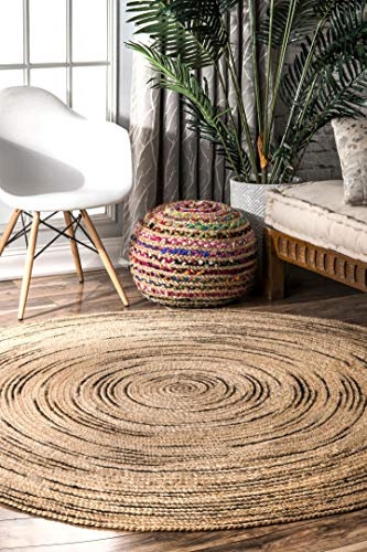 nuLOOM Akara Swirl Teppich, geflochten, Jute, rund, 2,4 m, Natur