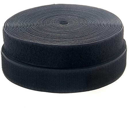 TUKA 12m x 50mm Klettband zum aufnähen, 12 meter Flausch & 12m Hakenband, Rückseite Nicht selbstklebend, 50mm breit Klettverschluss, Extra Stark Haftkraft Flausch & Haken, Schwarz TKB5034 black