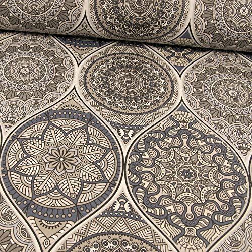 Dekostoff beschichtet Mandala grau