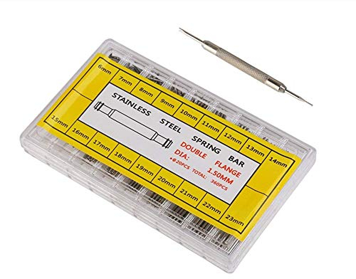 Uhren Edelstahl Federstege,360 Stück Edelstahl Federstäbe Uhrenarmband Werkzeug Uhr Spring Bars mit Remover Repair Tool 6-23mm