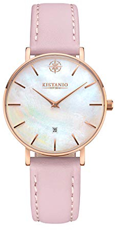 Kistanio Damenuhr Petit Rose Edelstahl Saphirglas mit rosa Lederband RG-PM-L-ZRO