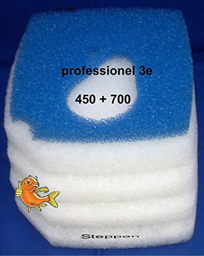 Steppan Filtermedium Set für EHEIM professionel 3e 1 Stück Filtermatte blau 4 Stück Filtervlies weiß für Eheim 450 700 2076 2078