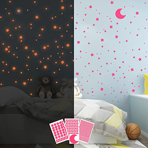 Leuchtende Sterne Wandsticker im Dunkelen für die Decke Selbstklebend Leuchtende Aufkleber Sterne und Mond für Kinderzimmer, Erstellen Realistischen Sternenhimmel, Raumdeko