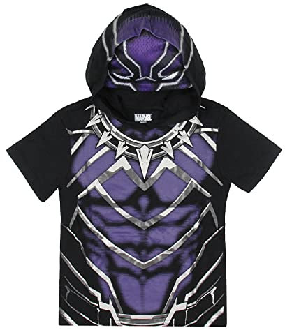 Marvel Avengers Little Boys' Black Panther Hooded Tee with Mask (2T) Black