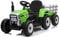Elektro Traktor für Kinder 12V Workers mit Anhänger, Grün, Hinterradantrieb, 12-V-Batterie, Rädern, breitem Sitz, 2,4-GHz-Fernbedienung, MP3-Player mit Bluetooth und SD-Eingang, LED-Leuchten