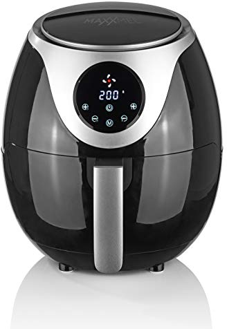 MAXXMEE Heißluft-Fritteuse Digital | Mit 60-Minuten-Timerfunktion und automatischer Abschaltung, Touch-Display für eine optimale Handhabung | 3 Liter Fassungsvermögen [schwarz/silber]
