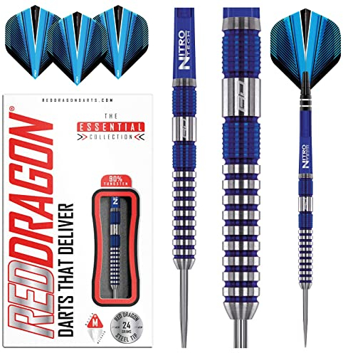 RED DRAGON Polaris: 24 gram Wolfram Professional Darts Set mit Flights and Nitrotech Shafts (Stems)