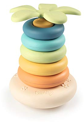 Smoby SMY181202 227-181202 Simba Grün-Stapelbare Pyramide, hergestellt aus nachhaltigem Biokunst aus Zuckerrohr, recycelbar, 100% recycelte Verpackung, für Kinder ab 1 Jahr, bunt